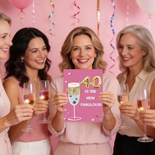 OJsensai Happy 40th Birthday Card & Gifts for Women, 40 Year Old Bday Gifts Ideas for Wife, Happy 40th Birthday Decorations - Image 5