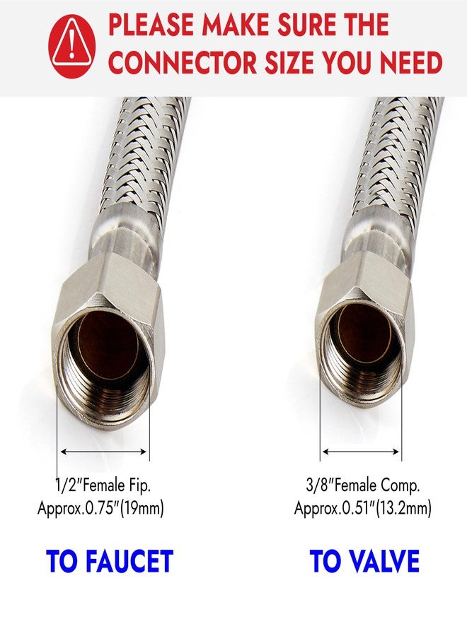 Midanya Faucet Supply Lines,24" Stainless Steel Braided Water Supply Line, 1/2" FIP x 3/8" COMP Faucet Hose, Faucet Hose Connector x 2 Pcs (1 Pair) - Image 3