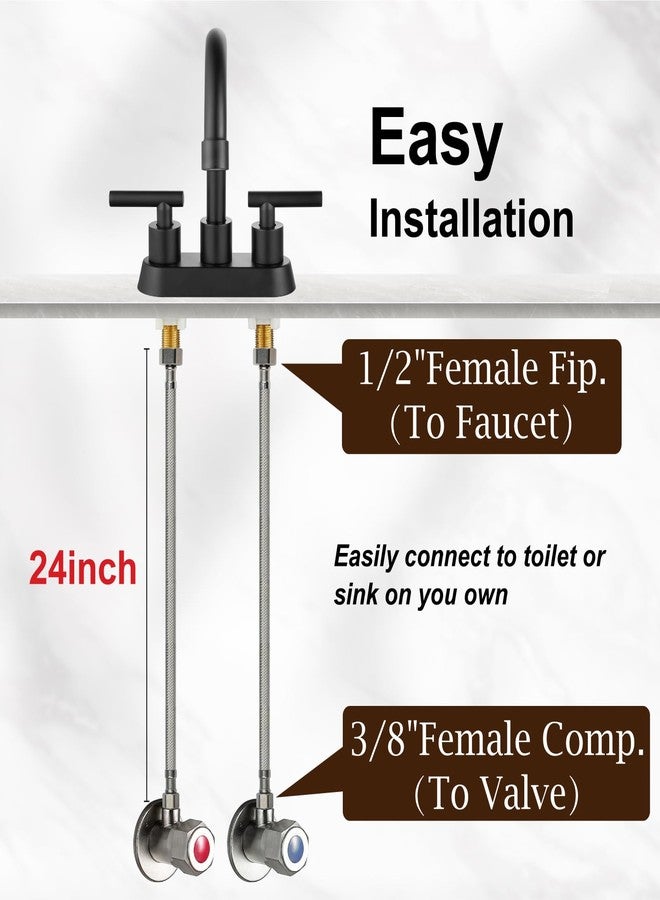 Midanya Faucet Supply Lines,24" Stainless Steel Braided Water Supply Line, 1/2" FIP x 3/8" COMP Faucet Hose, Faucet Hose Connector x 2 Pcs (1 Pair) - Image 4