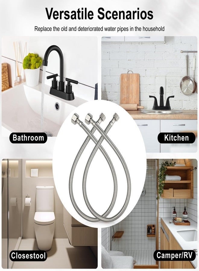 Midanya Faucet Supply Lines,24" Stainless Steel Braided Water Supply Line, 1/2" FIP x 3/8" COMP Faucet Hose, Faucet Hose Connector x 2 Pcs (1 Pair) - Image 5