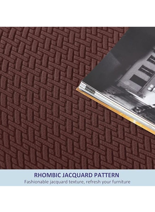 عام غطاء شازلونغ 4 قطع مجموعة، غطاء أريكة منزلقة قابل للتمدد لشازلونغ، واقي أريكة لشازلونغ لشخص واحد، واقٍ ناعم للأثاث مع غطاء كرسي مرن بنقشة جاكار (اللون: بني داكن). - Image 2