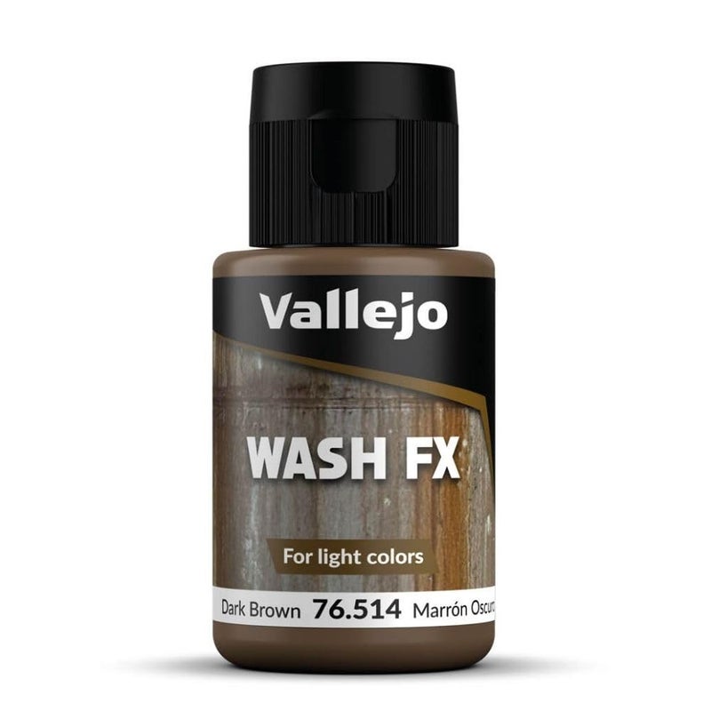 Vallejo - Wash FX | Dark Brown 35 ml. (1.18 fl.oz.) | Designed for Light Colors | Visual Realism for your Projects | Brush or Airbrush Use - Image 1