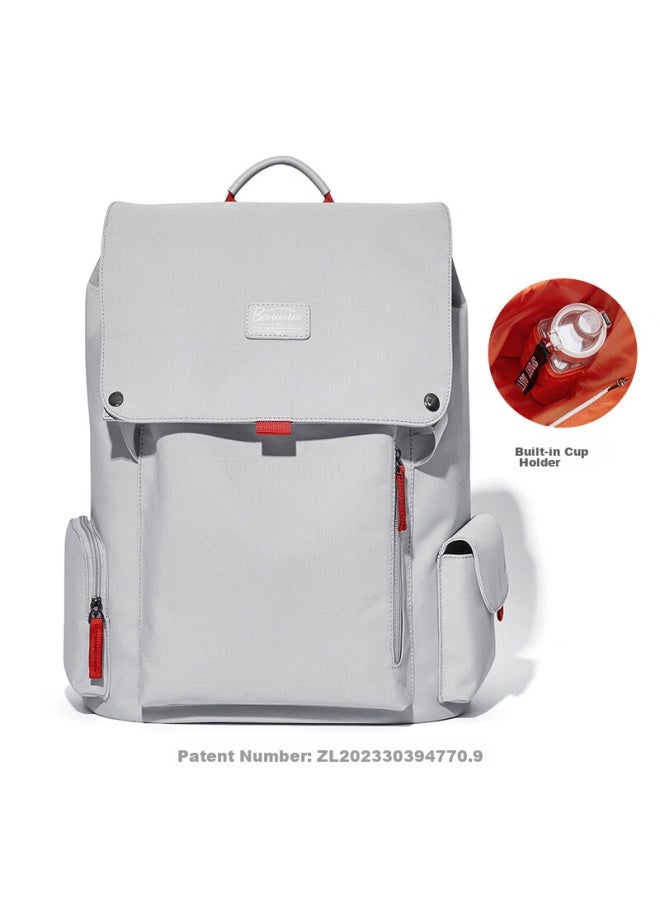 Bostanten Backpack For Men And Women, Student Schoolbag, Trendy Large Capacity 17.3-inch Laptop Bag, Gray, Large Size - Image 1