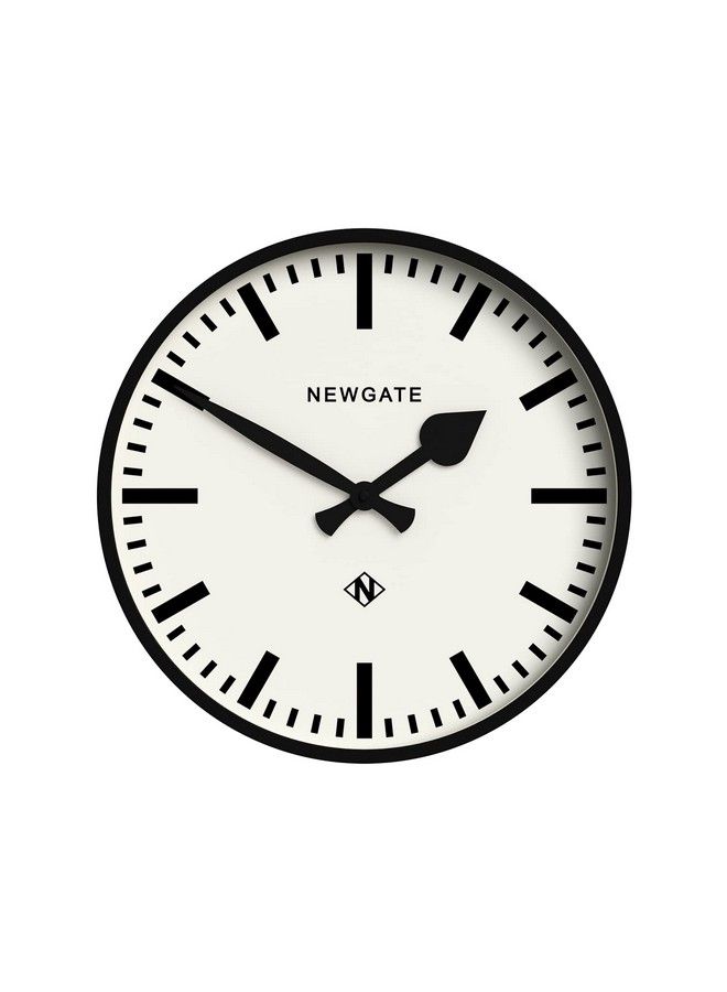 NEWGATE Number Three Railway Wall Clock Round Clock Kitchen Clock Clocks For Living Room Office Clock Contemporary Case Marker Dial Station Clock (Black)  - Image 2