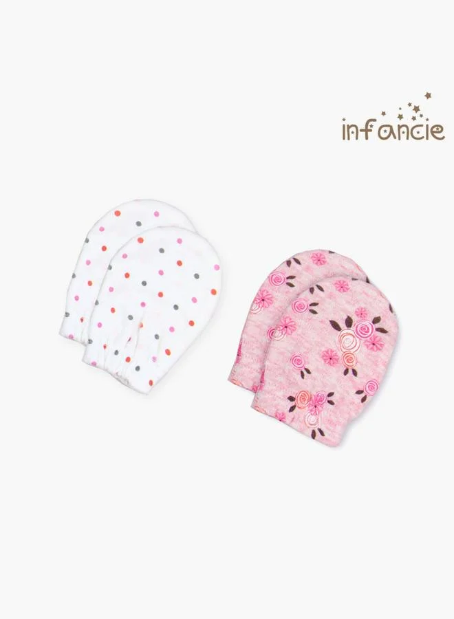 Luna & Lily Pack of 2- Flower Print Cotton Baby Mittens