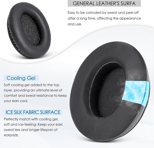 G GVOEARS GVOEARS Cooling Gel Replacement Ear Pads for HyperX Cloud 1/2/3/Pro/Core/Alpha/Alpha S/Alpha Pro/Flight/Flight S/Stinger/Stinger S, CloudX Stinger Headset and More, Breathable Ice Silk Fabric - Black - Image 5