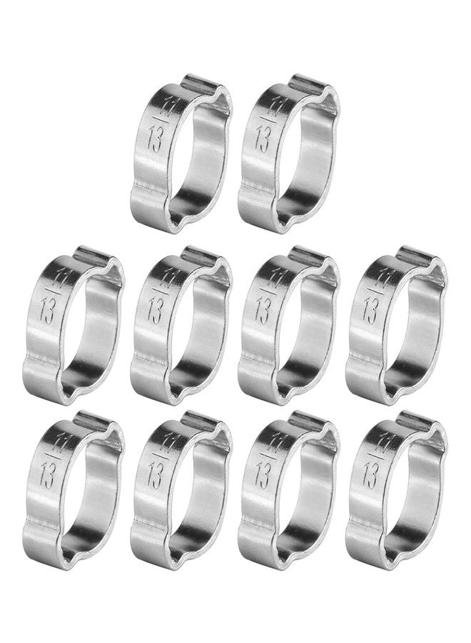 ايجويوس مشابك الخرطوم، 10 قطع من مشابك الأنابيب المصنوعة من الفولاذ المقاوم للصدأ والمطلية بالزنك، مشبك خرطوم ذو أذنين ومشبك على شكل حرف O وأذن مزدوجة مع طلاء الزنك لأنبوب البنزين، لتثبيت السيليكون أو المطاط - Image 2