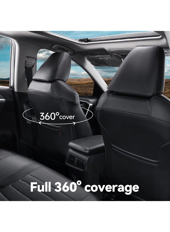 coverdream Corolla Cross Waterproof Leather Seat Covers Custom Fit for 2022-2025 Toyota Corolla Cross L,LE,XLE (Non-Hybrid),Full Coverage,Airbag Compatible Car Seat Protector(Full Set,Black) - Image 3
