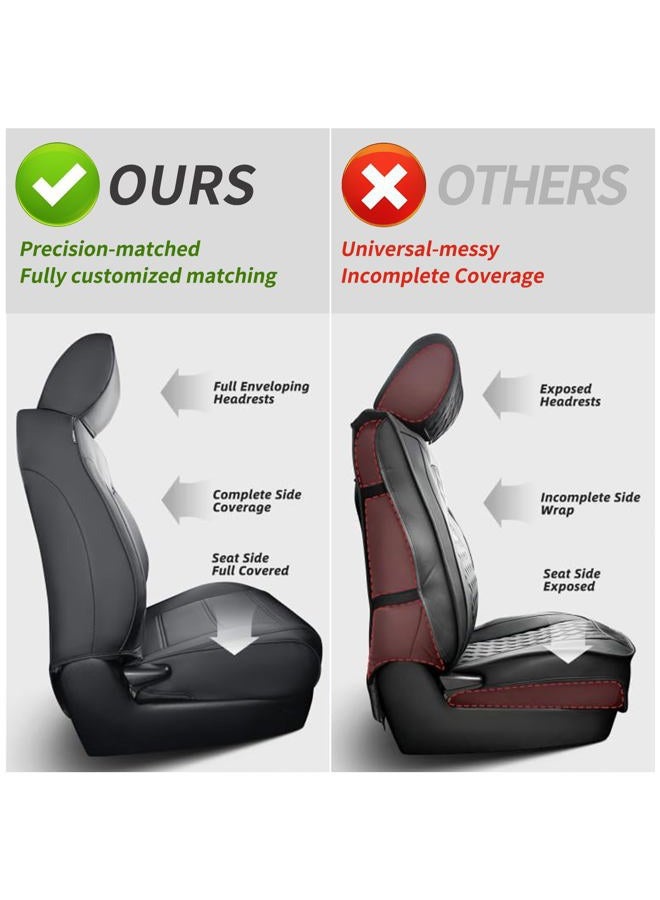 coverdream Corolla Cross Waterproof Leather Seat Covers Custom Fit for 2022-2025 Toyota Corolla Cross L,LE,XLE (Non-Hybrid),Full Coverage,Airbag Compatible Car Seat Protector(Full Set,Black) - Image 2