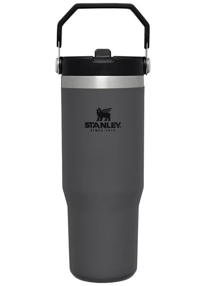 Stanley STANLEY  IceFlow Flip Straw Water Bottle, 0.88L – Vacuum Insulated, Leakproof & BPA-Free – Keeps Water Cold for 12 Hours – Easy-Carry, Dishwasher Safe Stainless Steel Travel Mug (Charcoal) – Perfect for Active Lifestyles & On-the-Go Hydration - Image 2