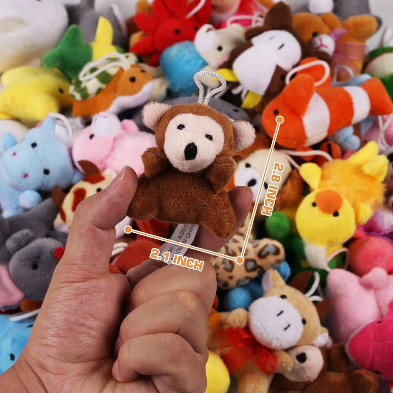 Uzoxlsn 56 Pack Mini Plush Animals Toys Bulk Small Stuffed Ocean Animal Toy Set Keychain Decoration for Claw Machine Birthday Party Favor Goodie Bag Fillers Valentines Classroom Prize Box School Reward - Image 3
