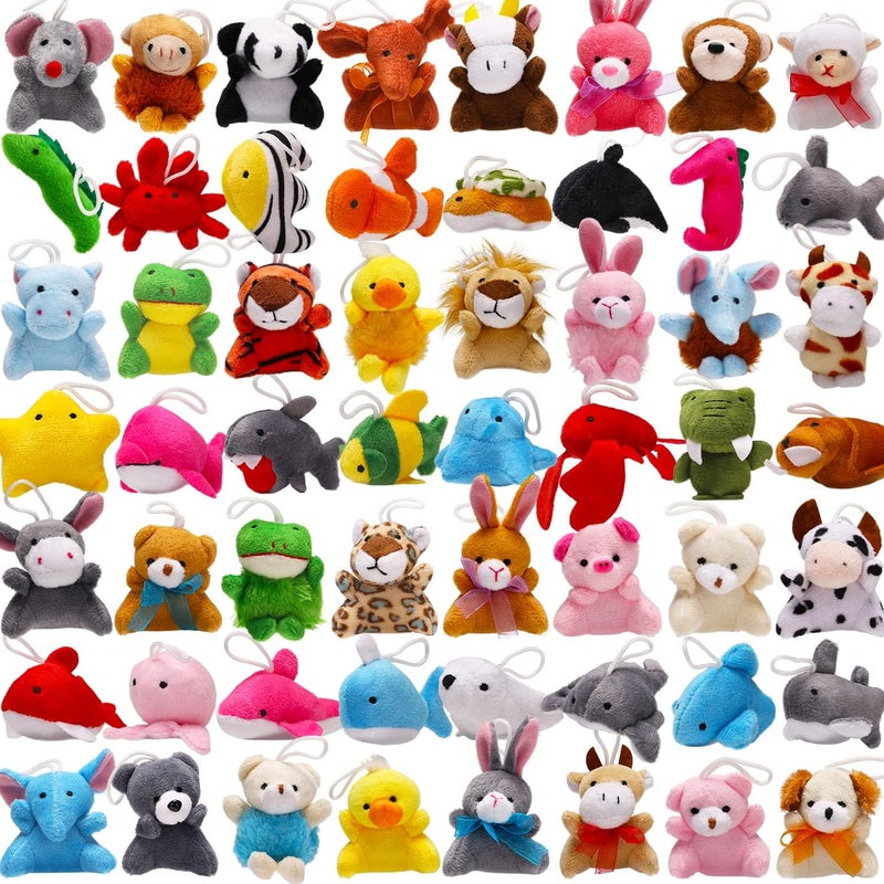Uzoxlsn 56 Pack Mini Plush Animals Toys Bulk Small Stuffed Ocean Animal Toy Set Keychain Decoration for Claw Machine Birthday Party Favor Goodie Bag Fillers Valentines Classroom Prize Box School Reward - Image 2