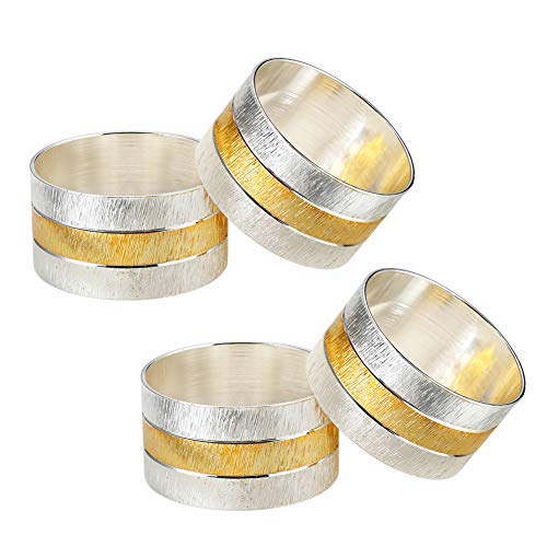Accmor Napkin Rings Metal Gold Round Napkin Rings Buckles for Table Decorations Wedding Dinner Party Set of 4