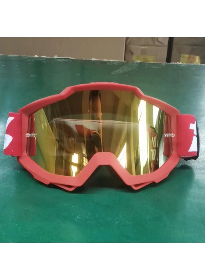 Outdoor Cycling and Motorcycle Protective Goggles, Red Frame with Red Mirrored Lens