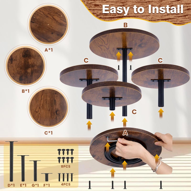 CMOOD 4 Tier Round Cupcake Tower Stand, Wooden Cupcake Stands for 50 Cupcakes, Rotatable Wood Dessert Display with Tiered Tray, Wooden Cake Tier Stand for Wedding Birthday Party Graduation - Image 5