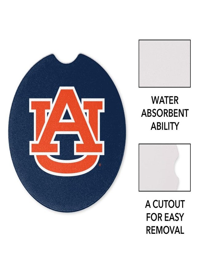 GRAPHICS & MORE Auburn University Tigers Primary Logo Car Coasters, Pack of 2, 2.5" Ceramic Stone, Drink Coaster for Cup Holders with Finger Notch - Image 2
