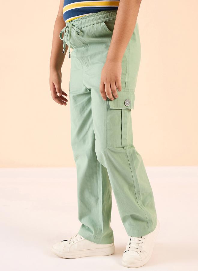 Stylo Bug Solid Drawstring Waist Cargo Pants by Styli  - Image 3