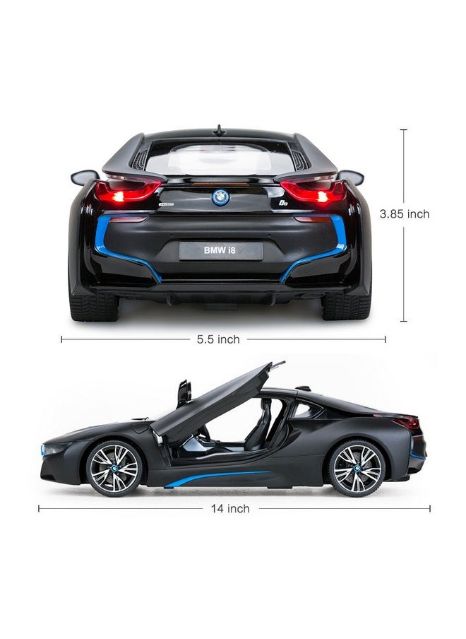 راستار سيارة سباق RASTAR للتحكم عن بعد، سيارة سباق BMW i8 بمقياس 1:14، بتحكم لاسلكي، أبواب مفتوحة، لون أسود مطفي  - Image 4