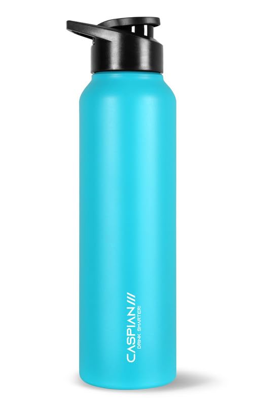 CASPIAN /// HIke ISI Certified Stainless Steel Water Bottle 1 ltr. (Bright Teal, 1 Litre) | Leak Proof Sipper for Fridge Home Office Travel School Kids Boys Girls Adults Sports Gym Yoga | BPA Free - Image 1