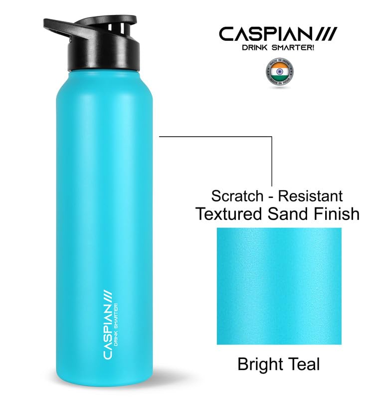 CASPIAN /// HIke ISI Certified Stainless Steel Water Bottle 1 ltr. (Bright Teal, 1 Litre) | Leak Proof Sipper for Fridge Home Office Travel School Kids Boys Girls Adults Sports Gym Yoga | BPA Free - Image 2