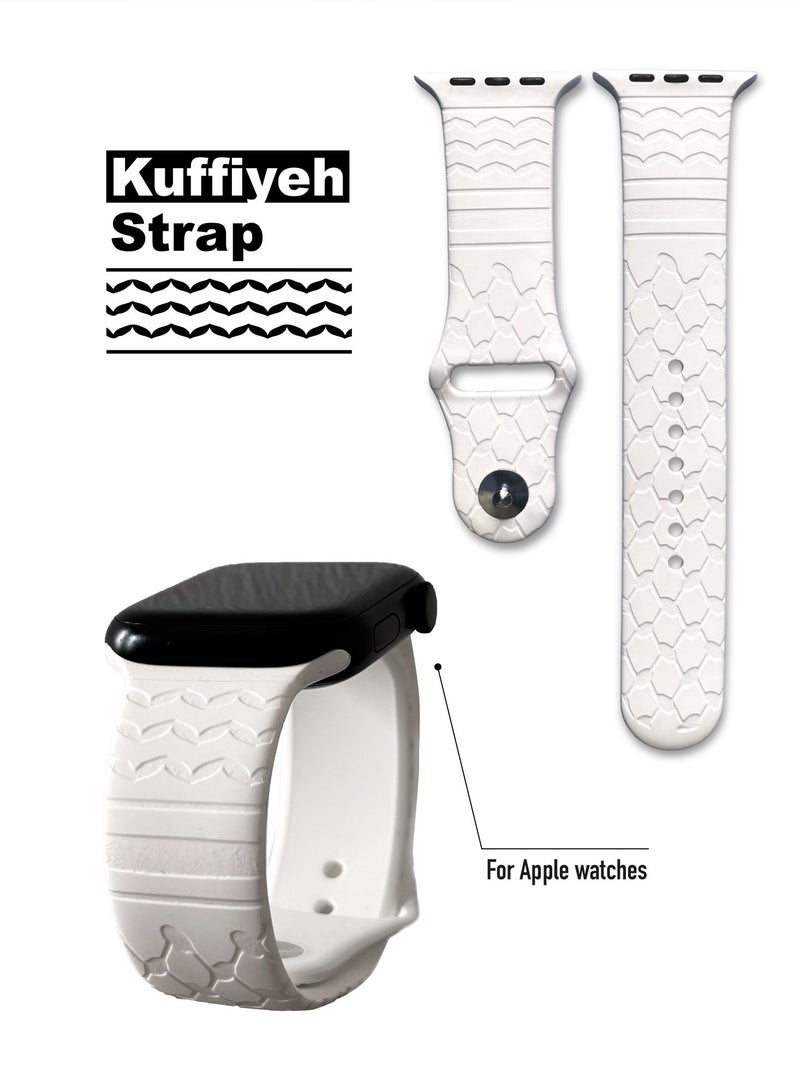 "Kuffiyeh" Engraved Silicone Band for Apple Watch – Soft & Breathable Strap, Ultra-Light, Compatible with Apple Watch Series 1-9 38mm, 40mm, 41mm - Image 1