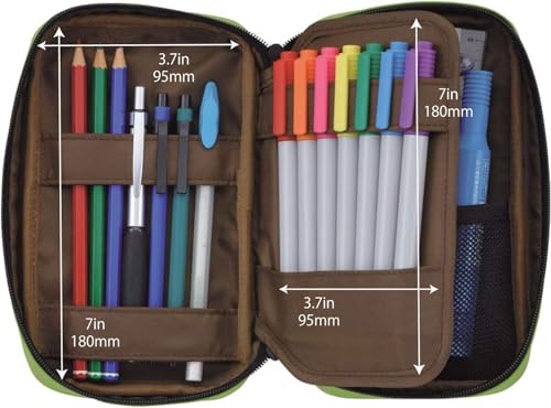 LIHIT LAB Large Capacity Zipper Pencil Case For School Office College, Big Capacity 4 Compartments Pencil Bag Holder Adults Teen Boys Girls, Travel Cosmetics Storage, Navy Camo (A7551-132) - Image 3