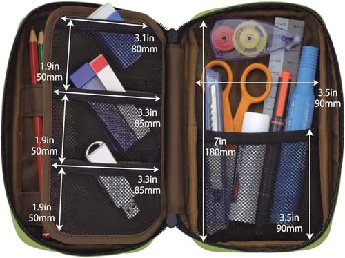LIHIT LAB Large Capacity Zipper Pencil Case For School Office College, Big Capacity 4 Compartments Pencil Bag Holder Adults Teen Boys Girls, Travel Cosmetics Storage, Navy Camo (A7551-132) - Image 4