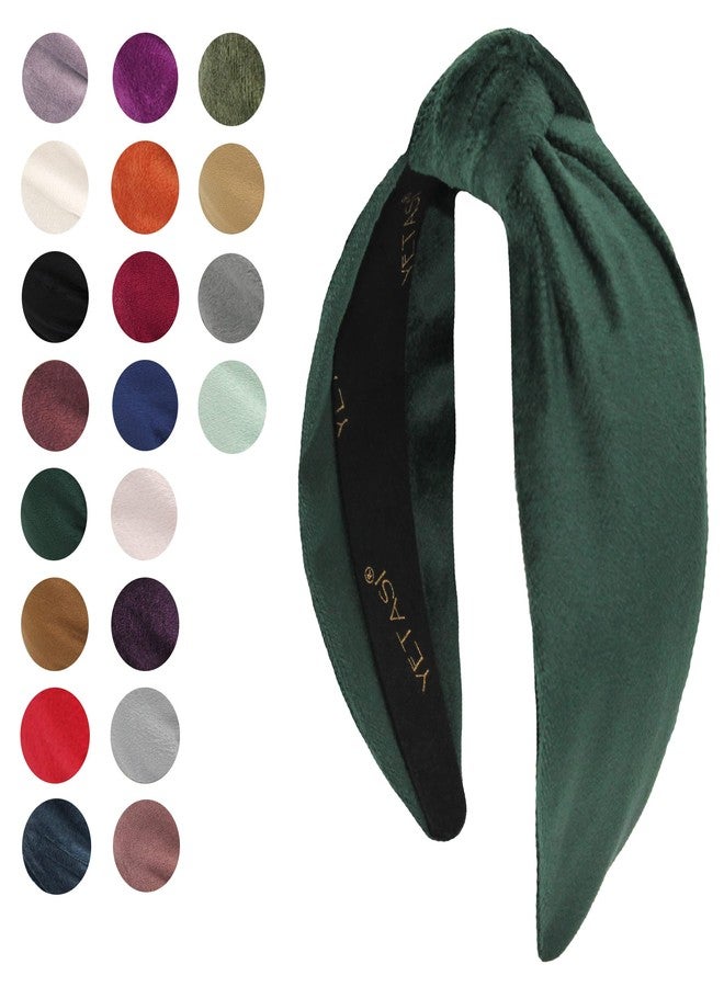 YETASI Christmas Headbands for Women non Slip are Trendy. Winter Warm Stylish Green Velvet Womens Knotted Head bands for Women's Hair, Wearable All Day Girls Headbands Top Knot Fashion Designer - Image 2