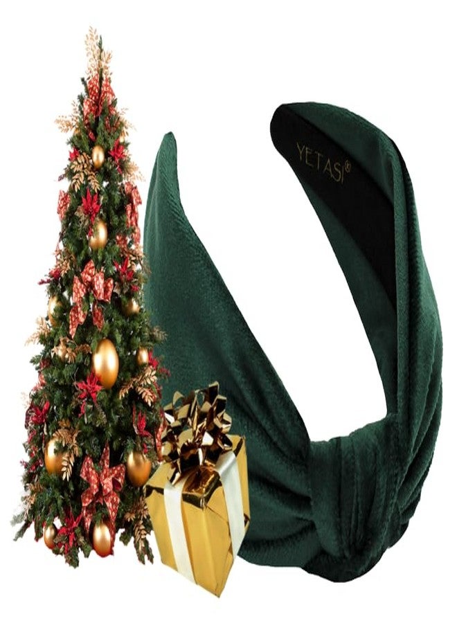 YETASI Christmas Headbands for Women non Slip are Trendy. Winter Warm Stylish Green Velvet Womens Knotted Head bands for Women's Hair, Wearable All Day Girls Headbands Top Knot Fashion Designer - Image 1