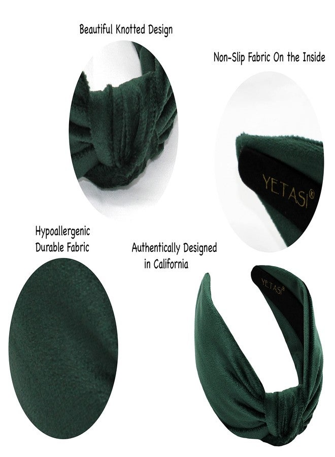 YETASI Christmas Headbands for Women non Slip are Trendy. Winter Warm Stylish Green Velvet Womens Knotted Head bands for Women's Hair, Wearable All Day Girls Headbands Top Knot Fashion Designer - Image 4
