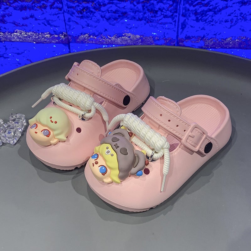 Children'S Cute Cartoon Boys And Girls Pattern Baotou Half Slippers For Outer Wear Student Shoes - Image 1