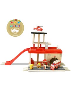 al ostoura toys Fire Station With Accessories Montessori Woode  - Image 1