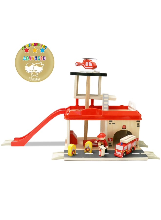 al ostoura toys Fire Station With Accessories Montessori Woode - Image 1