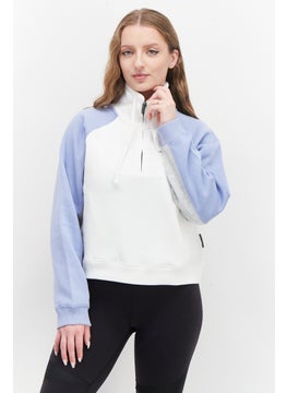 French Connection Women Funnel  Neck Colorblock Long Sleeves Sweatshirt, Blue  - Image 1