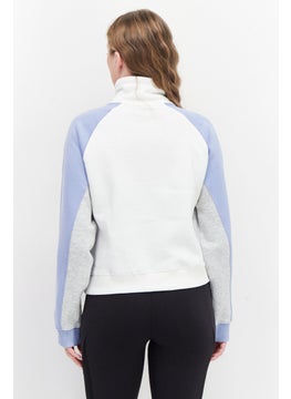 French Connection Women Funnel  Neck Colorblock Long Sleeves Sweatshirt, Blue  - Image 3