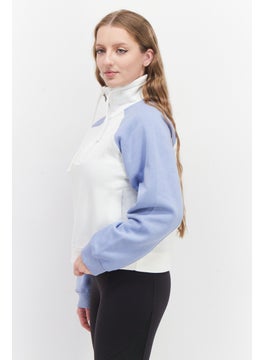 French Connection Women Funnel  Neck Colorblock Long Sleeves Sweatshirt, Blue  - Image 4