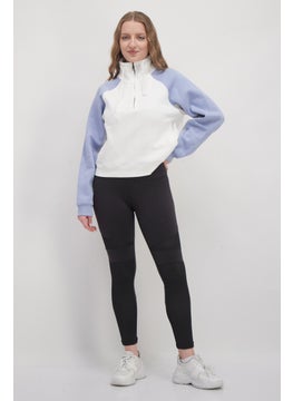 French Connection Women Funnel  Neck Colorblock Long Sleeves Sweatshirt, Blue  - Image 2