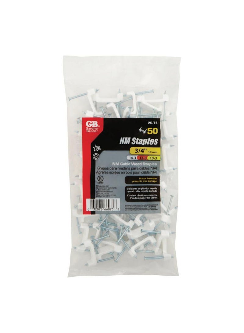 Gardner Bender Plastic Insulated Cable Staples 1.9x2.54cm 50Pc