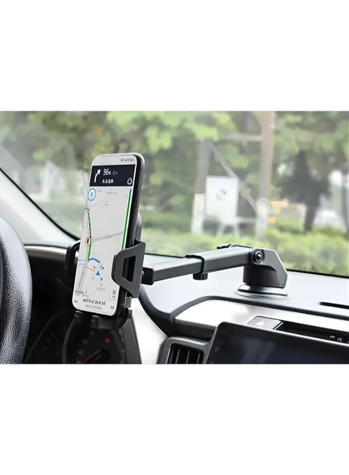 zentora 2-in-1 Universal Flexible Phone Holder, 360° Rotating Cradle Mount for Car Dashboard & Air Vent, Also Works as Desk Stand - Image 2