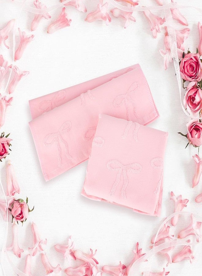 TAZKZZY Pink Hand Towels for Girl Bathroom Decor - 2 Pcs Pink Bow Face Towels 100% Cotton Absorbent Decorative Jacquard Weave Bath Decor, Preppy Bath Decors Gift for Coquette Girl, 14 * 29inch - Image 3