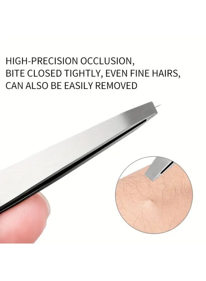 2pcs Precision Stainless Steel Eyebrow Tweezers Set Ergonomic Design For Effortless Eyebrow Shaping Lash Extension And False Eyebrow Application Lightweight Portable Unscented Makeup Tool For Beginners White - Image 5