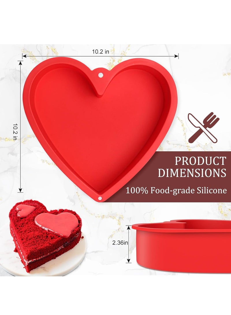 2pcs 8 Inch Heart Shaped Cake Silicone Moulds, Nonstick Silicone Heart Cake Mold,Reusable Baking Tins,Handmade DIY Cake Pan - Image 2
