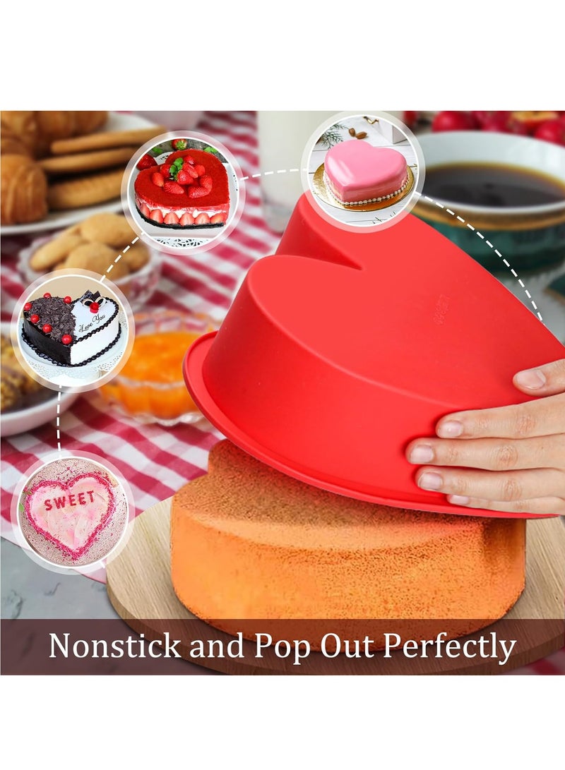 2pcs 8 Inch Heart Shaped Cake Silicone Moulds, Nonstick Silicone Heart Cake Mold,Reusable Baking Tins,Handmade DIY Cake Pan - Image 3