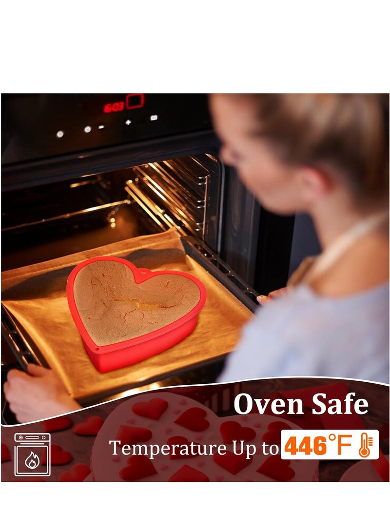 2pcs 8 Inch Heart Shaped Cake Silicone Moulds, Nonstick Silicone Heart Cake Mold,Reusable Baking Tins,Handmade DIY Cake Pan - Image 4