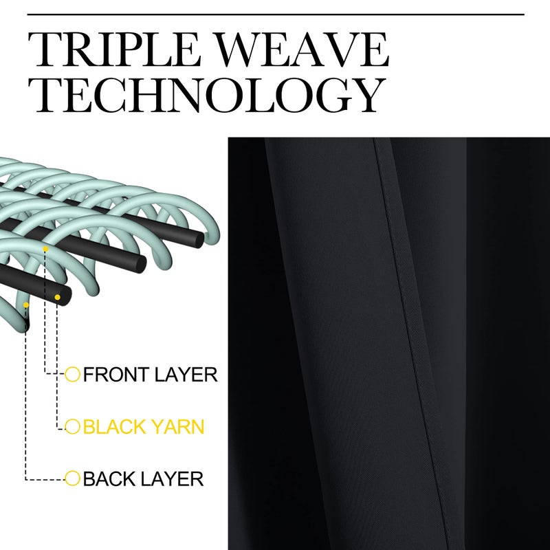 NICETOWN Halloween Bathroom Blackout Curtains and Drapes, Black Solid Thermal Insulated Grommet Blackout Drapery Panels for Window (2 Panels, 34 inches Wide by 45 inches Long, Black) - Image 4