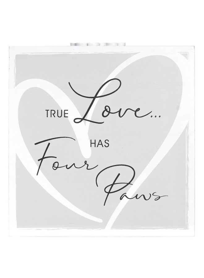 Malden International Designs 3.5x5 Forever In Our Hearts Memorial Pet Urn Four sided Screenprinted White Wood Urn Paw Print Attachment Removable Bottom Panel - Image 4