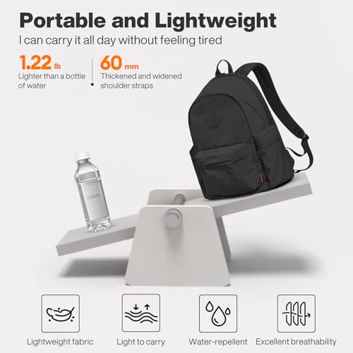 mixi Outdoor Lightweight Backpack Casual Carry On Laptop Backpack Travel Bookbag for Women Men, Water Resistant Durable Small Hiking Bag for Camping Weekender Sports College Work, 15 Inch, Black - Image 3