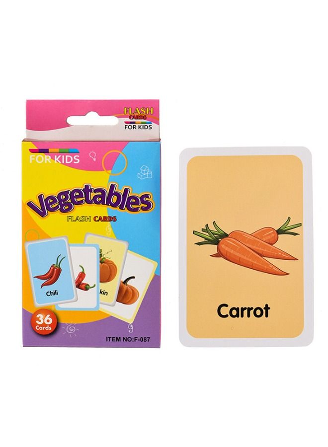 36 PCS Double Sided Early Education Flash Cards, Vegetable Recognition Education Enlightenment Card, Puzzle Early Education Fun Cards, Educational Learning Toys for 1-6 Year Old Kids (Vegetable) - Image 1