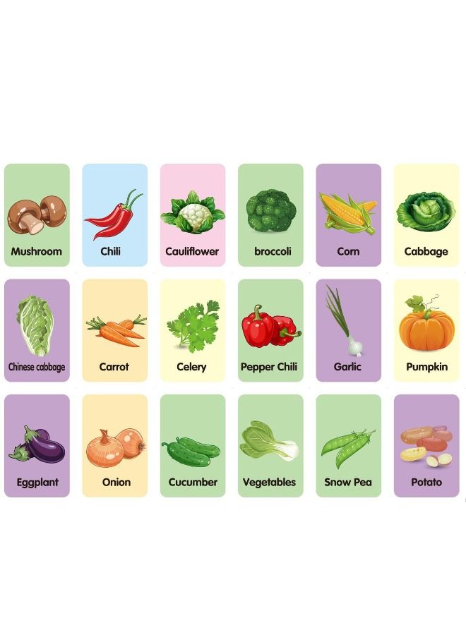 36 PCS Double Sided Early Education Flash Cards, Vegetable Recognition Education Enlightenment Card, Puzzle Early Education Fun Cards, Educational Learning Toys for 1-6 Year Old Kids (Vegetable) - Image 2