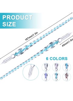 Y&D Glass Dip Pens, 6 Handmade High Boron Signature Pens Creative Inner Thread Elegant Crystal for Writing Drawing Decoration Business Gifts (6 Colors)  - Image 5